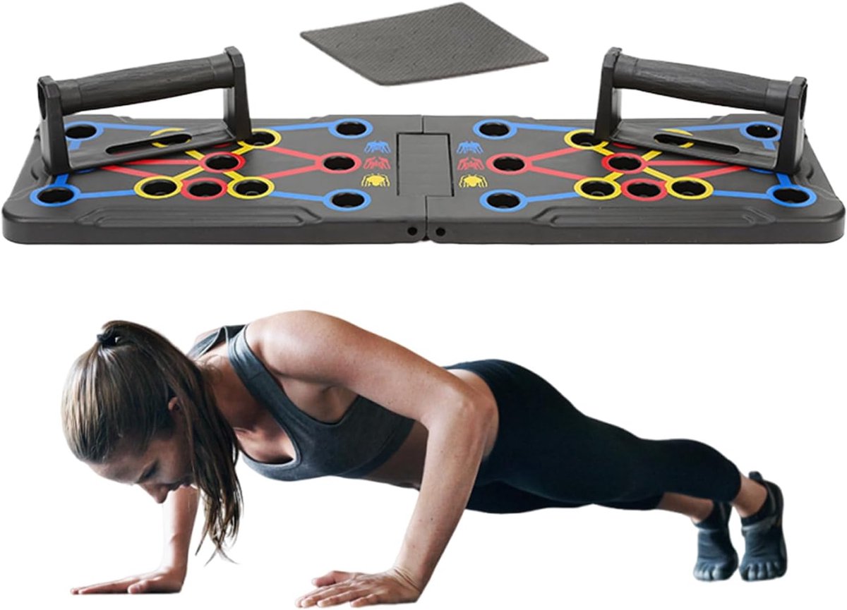 Push-up Bord - Trainingsbord Handgrepen - Borst Spier Training - Opvouwbaar Draagbaar Ontwerp - 66x19.5cm