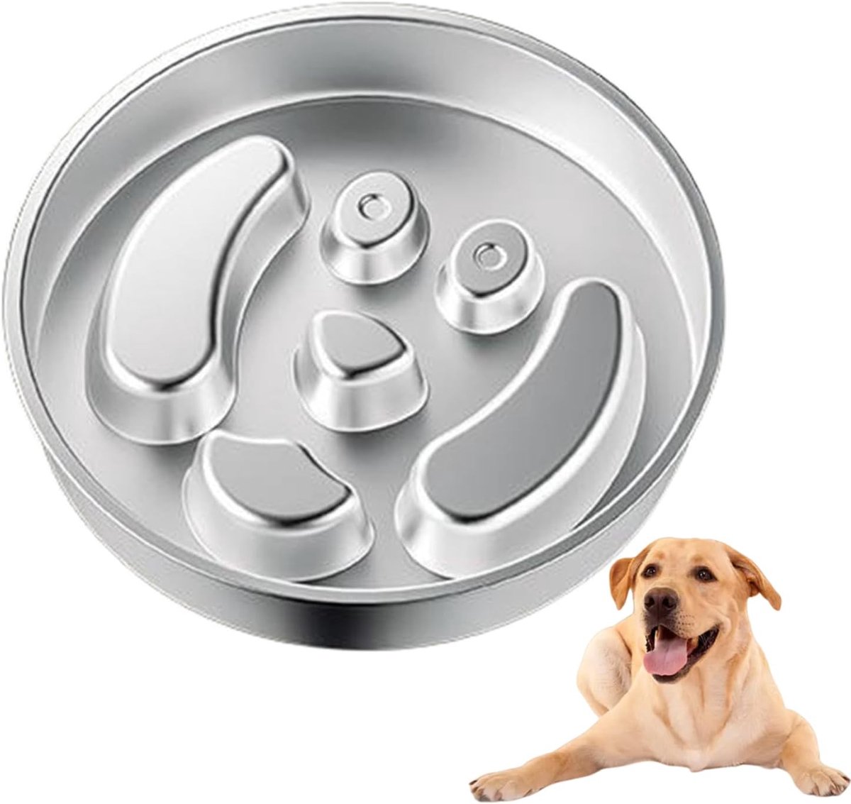 Honden Voerbak - Anti Schrok Kom - Langzaam Eten - Labyrint Ontwerp - 22 cm Diameter - Hondenhoofd