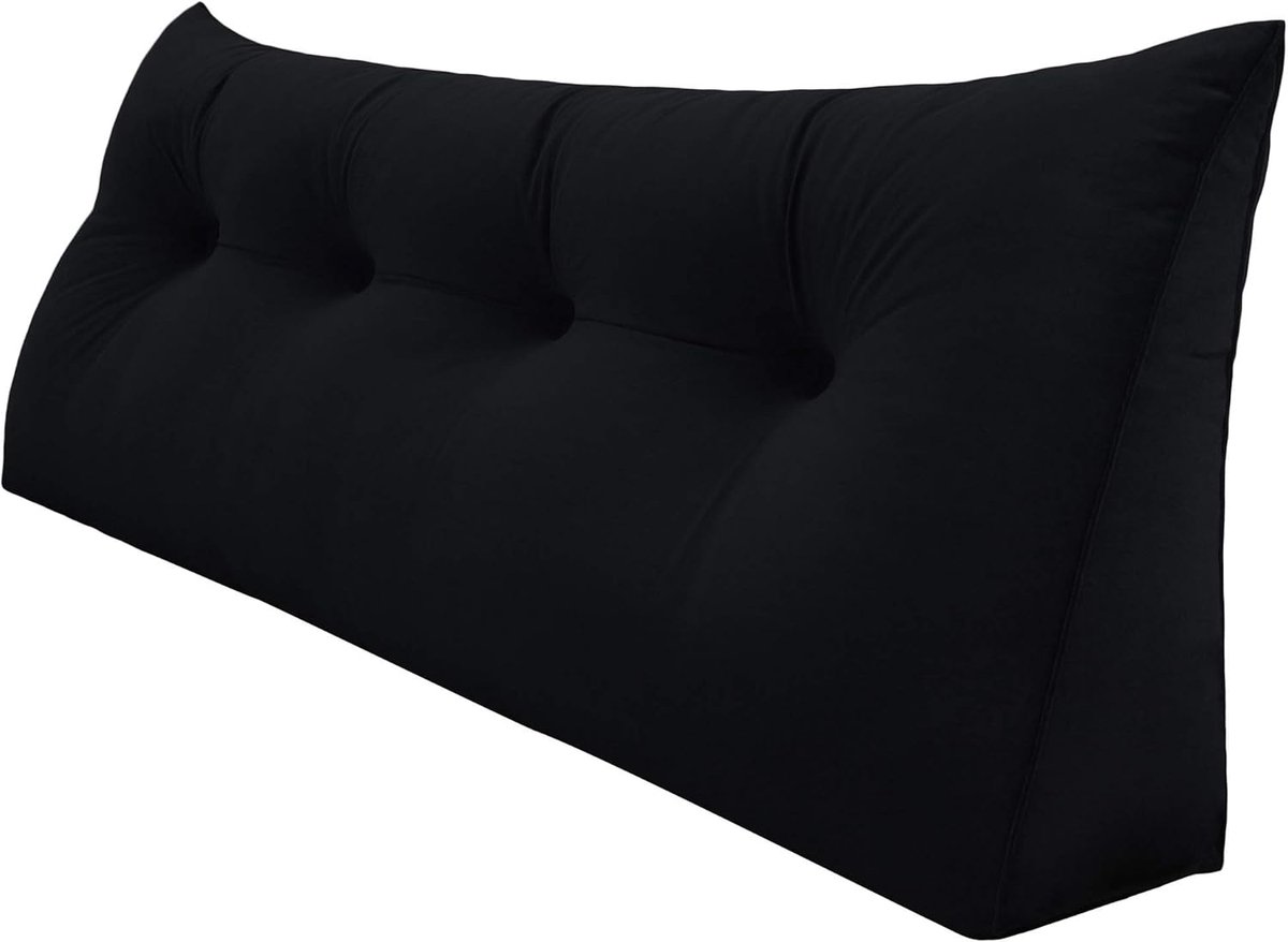 Wegkussen - Leeskussen Rugsteun - Comfortabel Zitten - Afneembare Wasbare Hoes - 140 cm - Zwart