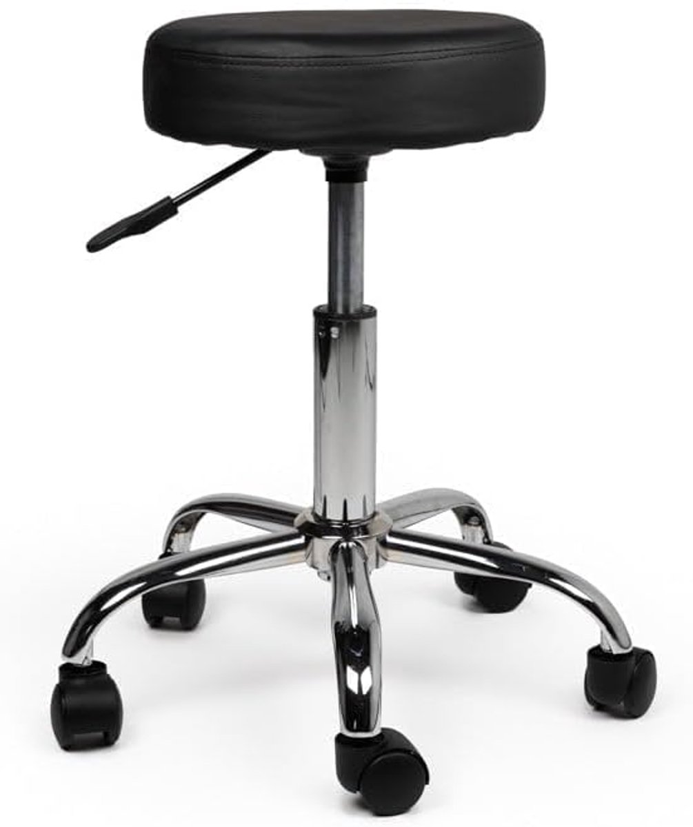 Zwarte Tabouret - Lage Kruk - Aan Tafel Zitten - Verstelbare Zithoogte - 40-58 cm - Zwart