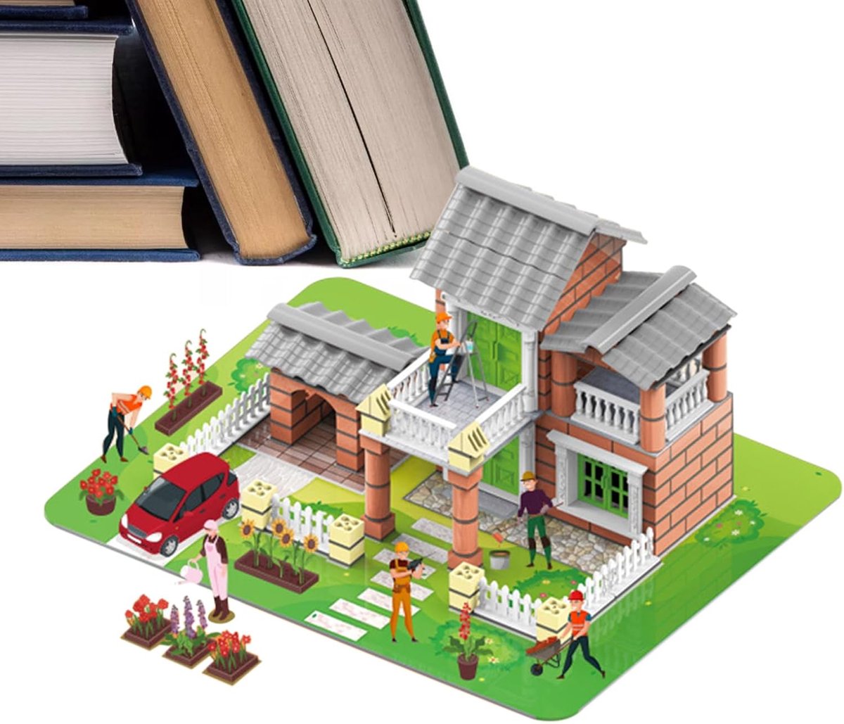 Bouwpakket Huis - Miniatuur Architectuur - Creatief Bouwen - Realistische Details - 47 x 32 x 8 cm - Multi