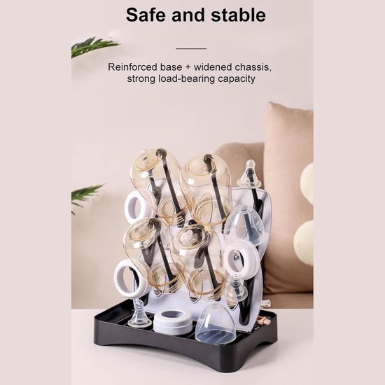 Flessen Droogrek - Opvouwbare Organizer - Baby Flessen - Ruimtebesparend Ontwerp - 5x18x5 cm - Zwart — afbeelding 2