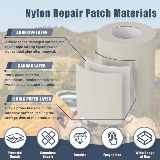 Reparatiepleisters Nylon - Reparatietape Patches - Outdoor Uitrusting Repareren - Zelfklevend Waterdicht - 20 x 10 cm - Bruin van Merkloos — afbeelding 5
