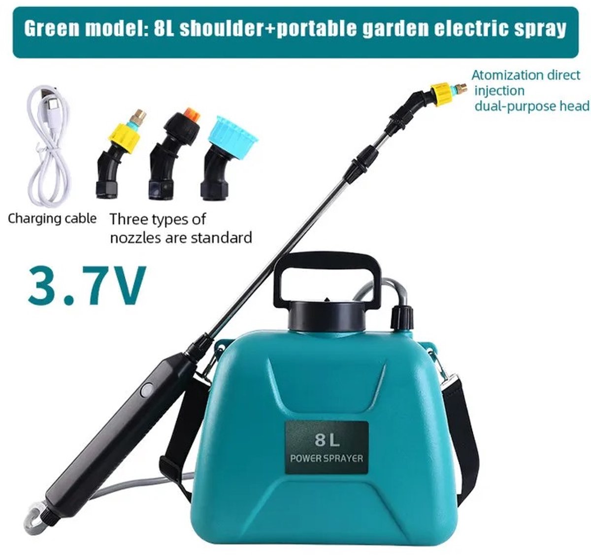 NordHaus Elektrische Tuinsproeier - Oplaadbare Plantensproeier - Automatische Eénknopsbediening - 8L - Verstelbare Nozzle