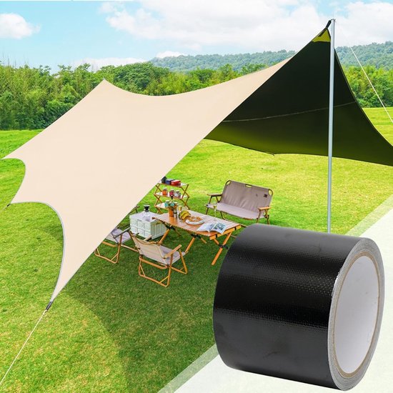 Tent Reparatie Tape - Waterdicht Herstelplakband - Buiten Repareren - UV- en Hittebestendig - 8 cm x 10m - Zwart van Merkloos — afbeelding 2