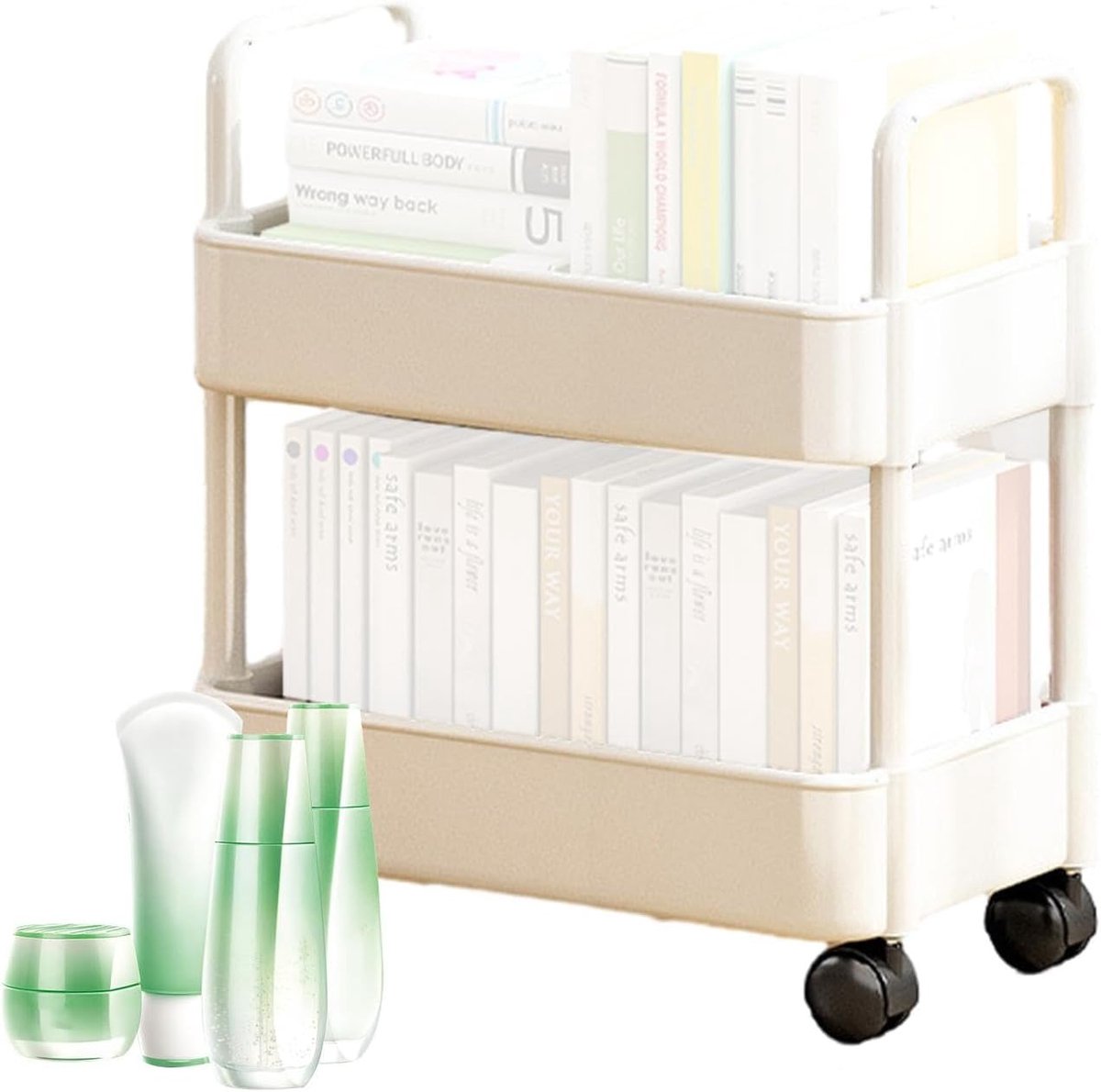Opbergkar Wielen - Mobiele Organizer - Ruimte Besparen - Compact Ontwerp - 43x25x37 cm - Wit