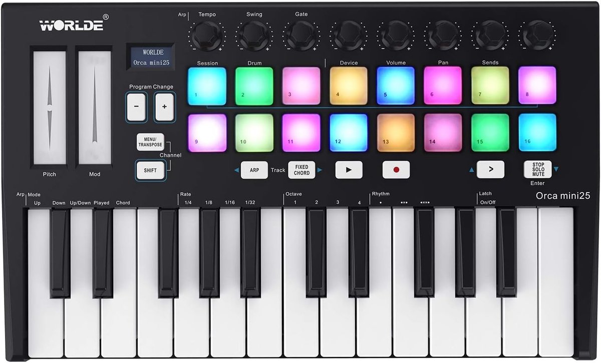 Draagbare MIDI Controller - USB Toetsenbord Pad - Muziek Maken - 16 RGB Pads