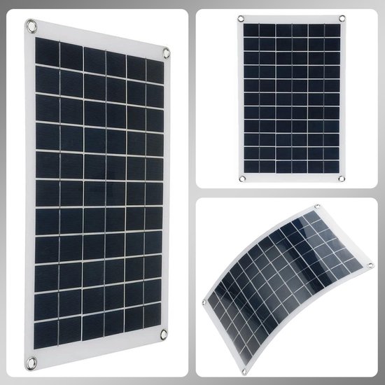 Compleet 20W Zonnepanelen Set - Monokristallijn Zonnepaneel - 12V - Monokristallijne, Semi-Flexibele Zonneoplader - Geschikt voor Auto's, Schepen, Motorfietsen en Campers van Merkloos — afbeelding 4
