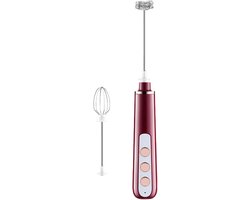 Drankschuimmixer - Koffieopschuimer - Romige Dranken Maken - 3-traps Verstelbaar - 5 x 5 x 11 cm - Rood
