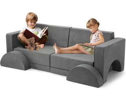 8-Delige Modulaire Speelbank voor Kinderen - Kinderbank met Schuimblokken - Speelkussen Set - Wasbare Hoes - Zacht Speelmeubel voor Speelkamer & Slaapkamer - 153x65x53cm