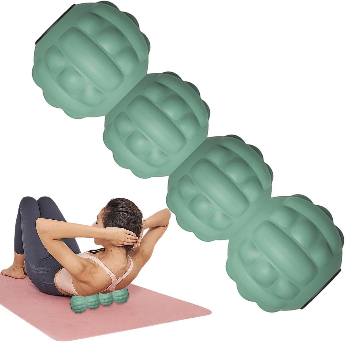 Massagebal - Rugroller Voetroller - Diepe weefsel massage - Uniek drijvend ontwerp - 26-43 cm - Groen
