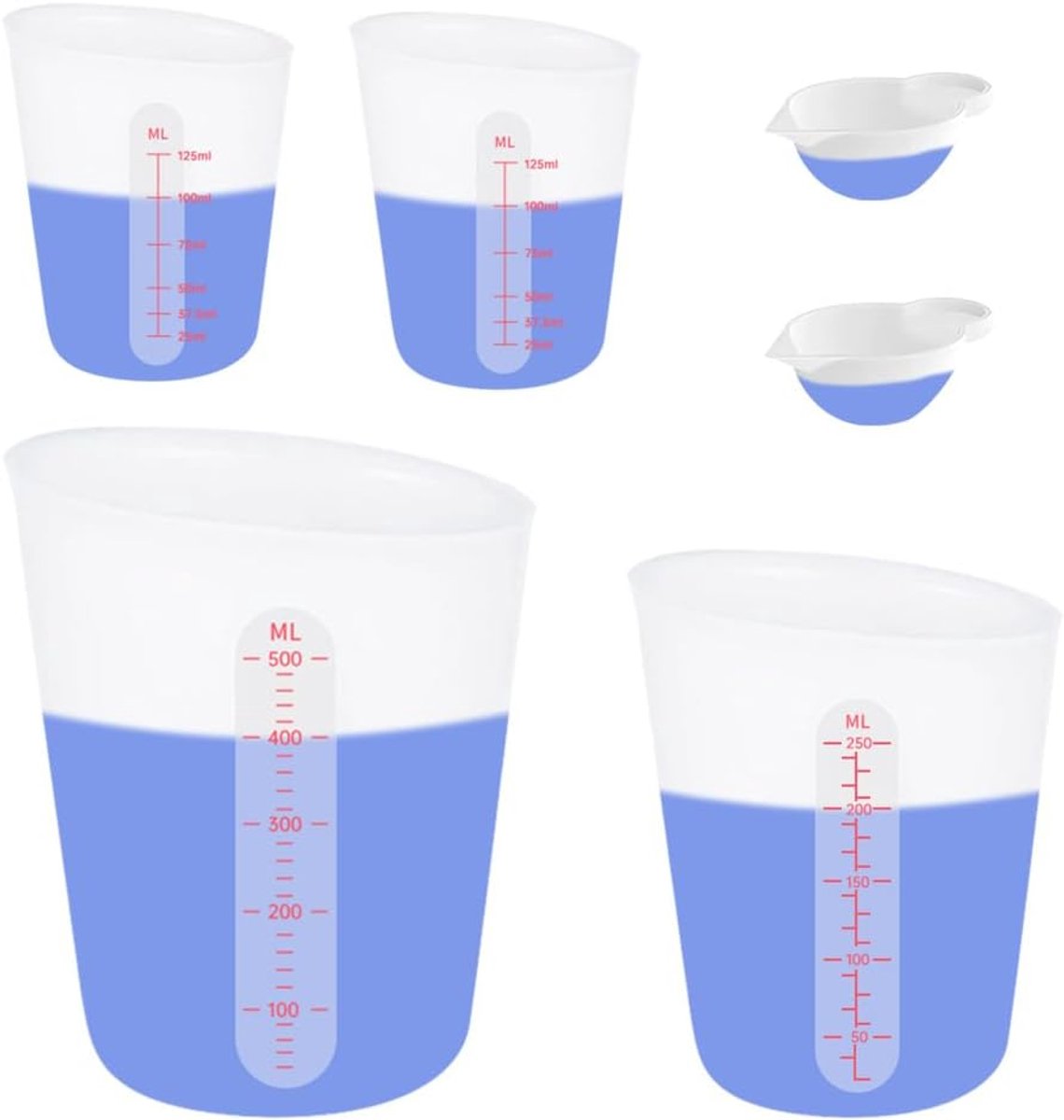 Siliconen Maatbekers - Mix Cups - Hars Gieten - Antiaanbaklaag - 3 Maten Set