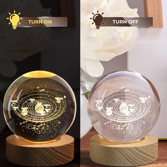 3D Galaxy Crystal Ball Night Light- 6 CM Solar System Lamp-Custom Crystal Photo Night Lamp-3D Glass Ball Light-Bedroom Decor Crystal Lamp van Merkloos — afbeelding 5