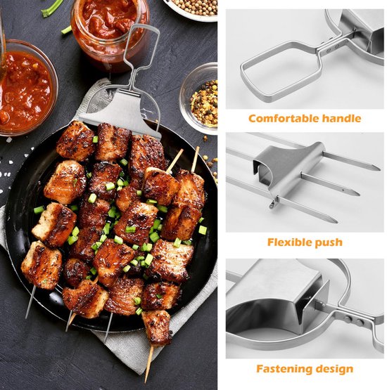 2 stuks - BBQ-vork - Barbeque grillspiezen - vleespennen - vleesspies - vleesvork - Marshmallow spiezen - BBQ accessoires - Geschikt voor vlees, kip, worst en groenten — afbeelding 4