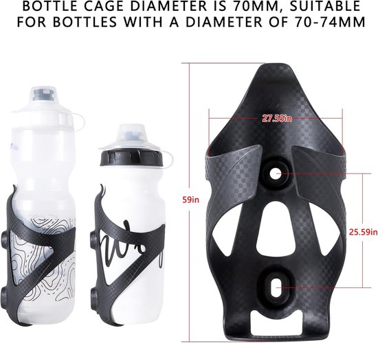 2 Stuks Koolstofvezel Fleskooi - 70-74 mm - Zwart Mat - voor Wegfiets, MTB, Gravel & E-Bike — afbeelding 3
