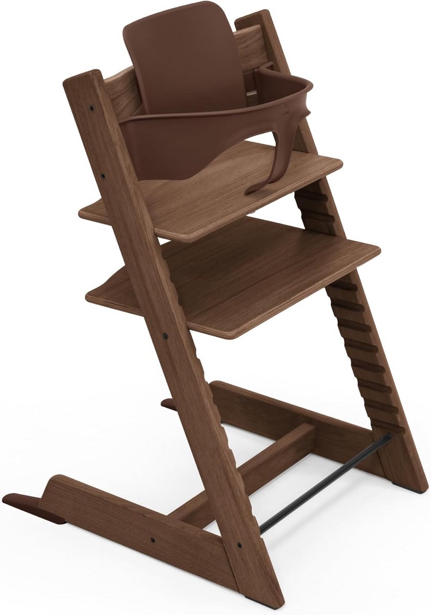 Verstelbare Houten Kinderstoel Warm Bruin Eikenhout incl. Baby Set 2 voor 6-36 Maanden