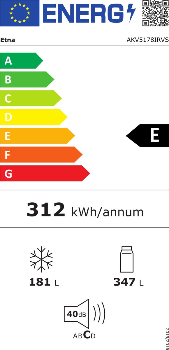 ETNA AKV5178IRVS - Amerikaanse koelkast - No-Frost - 178 cm hoog - 528 liter - Energielabel E - Invriesvermogen 10 kg/24u - Geluidsniveau 40 dB - LED Display - IJs- en waterdispenser - SuperCool - FastFreeze - Deuralarm - Multi Airflow – EnergySaving — afbeelding 2