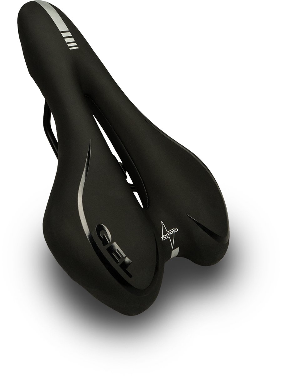 Voltano Trekking Fietszadel - Comfortabel Gel Zadel - Met Uitsparing - Inclusief Zadelstrop - 100% Waterdicht - Unisex - Zwart