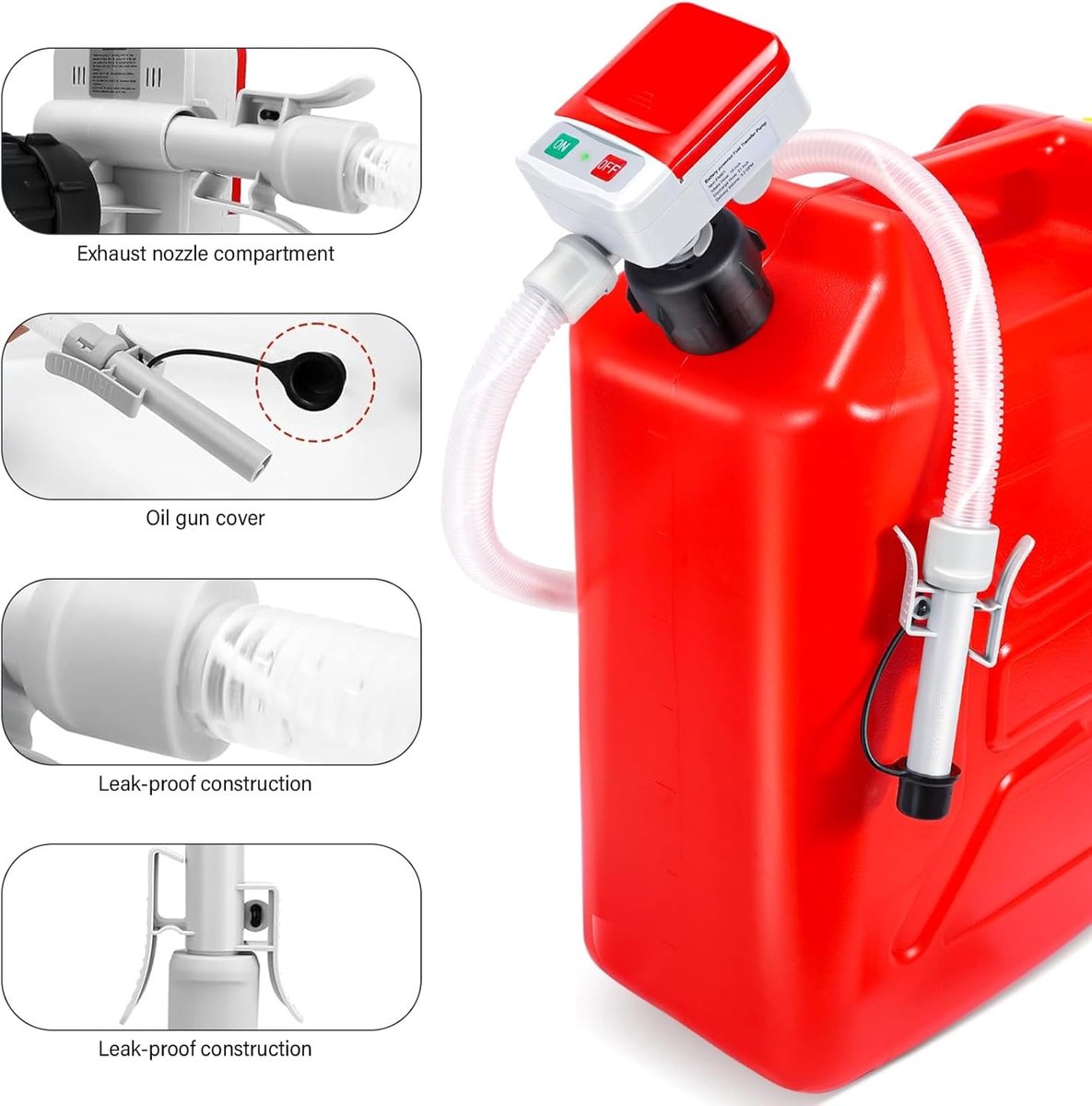 Elektrische Hevelpomp met Auto-Stop Sensor - Brandstofpomp voor Jerrycans - USB-C & Batterij Voeding - 12 L/min - Inclusief 4 Adapters - Voor Benzine, Diesel thumbnail 3
