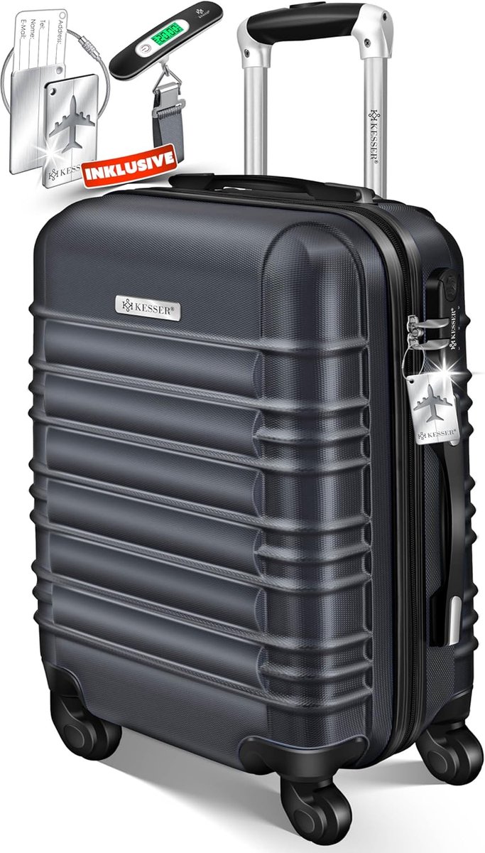 Hardschalige Reiskoffer 55cm (55L) met Ingebouwde Kofferweegschaal, Cijferslot en 4 Wielen