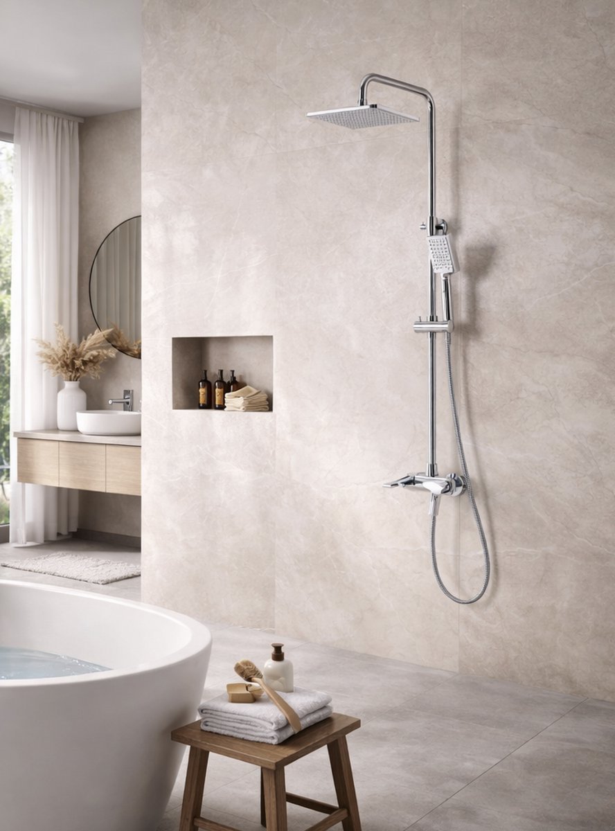 LUNOX regendoucheset | Chroom 210x205x1510mm | Kayvit