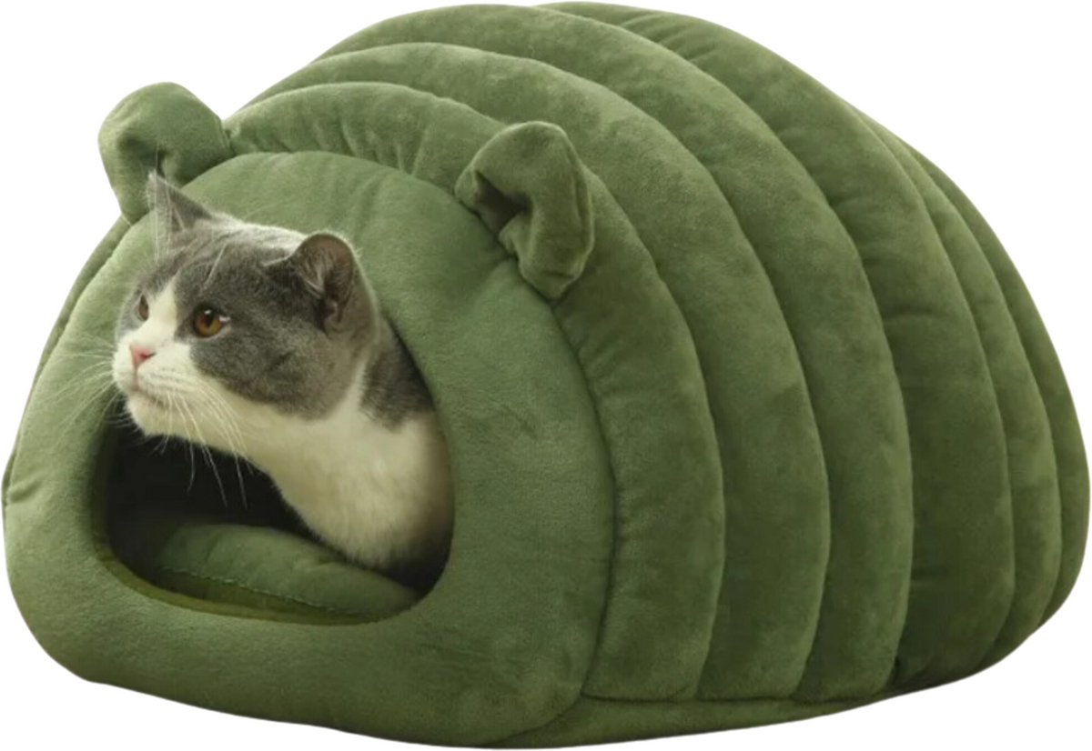 Bol.com Janse® Kattenmand - Groen - Kattenhuis - Dierenmand - Kattenbed - Poezenmand - Kattenkussen - Kattenhol - Cat cave aanbieding