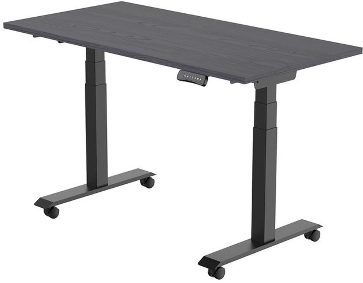 Euroseats Elektrisch Bureau - verstelbaar, opklapbaar en verrijdbaar - 160x80 cm - Zwart frame - Shadow eik