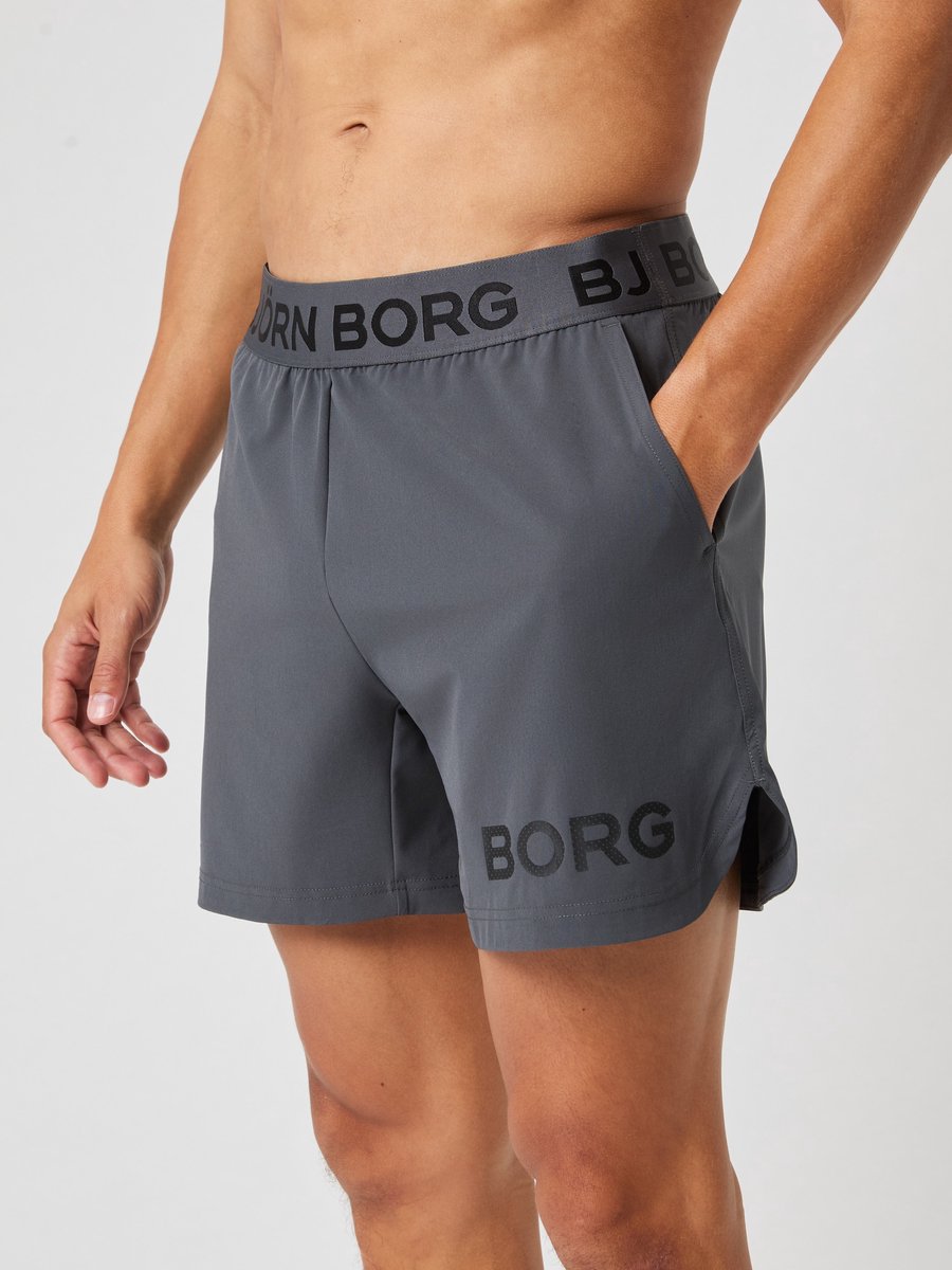 Björn Borg 6'' Korte Sportbroek Heren Korte broek mannen - Asphalt Grijs - Gerecycled Polyester - Maat M