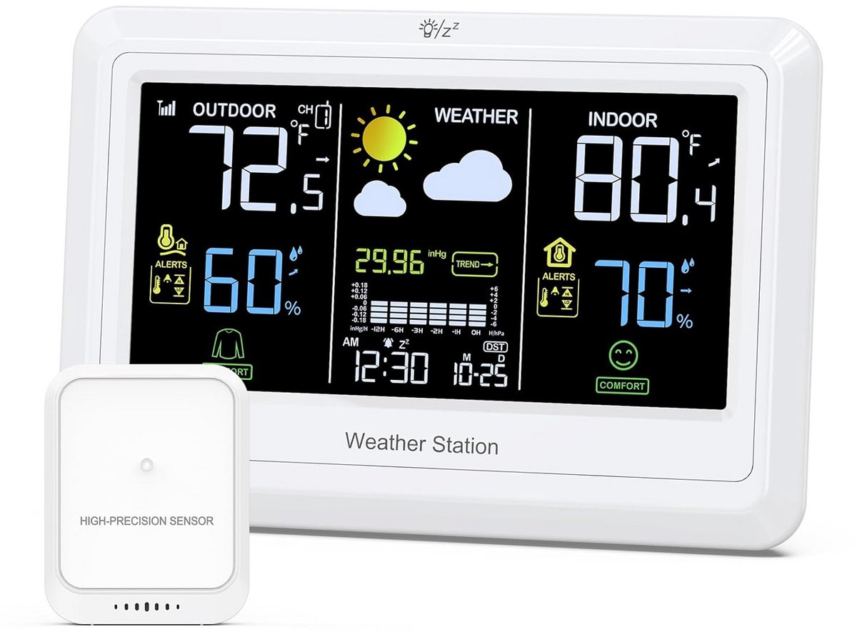 Draadloos Weerstation Binnen Buiten met Kleurendisplay, Hygrometer en Thermometer