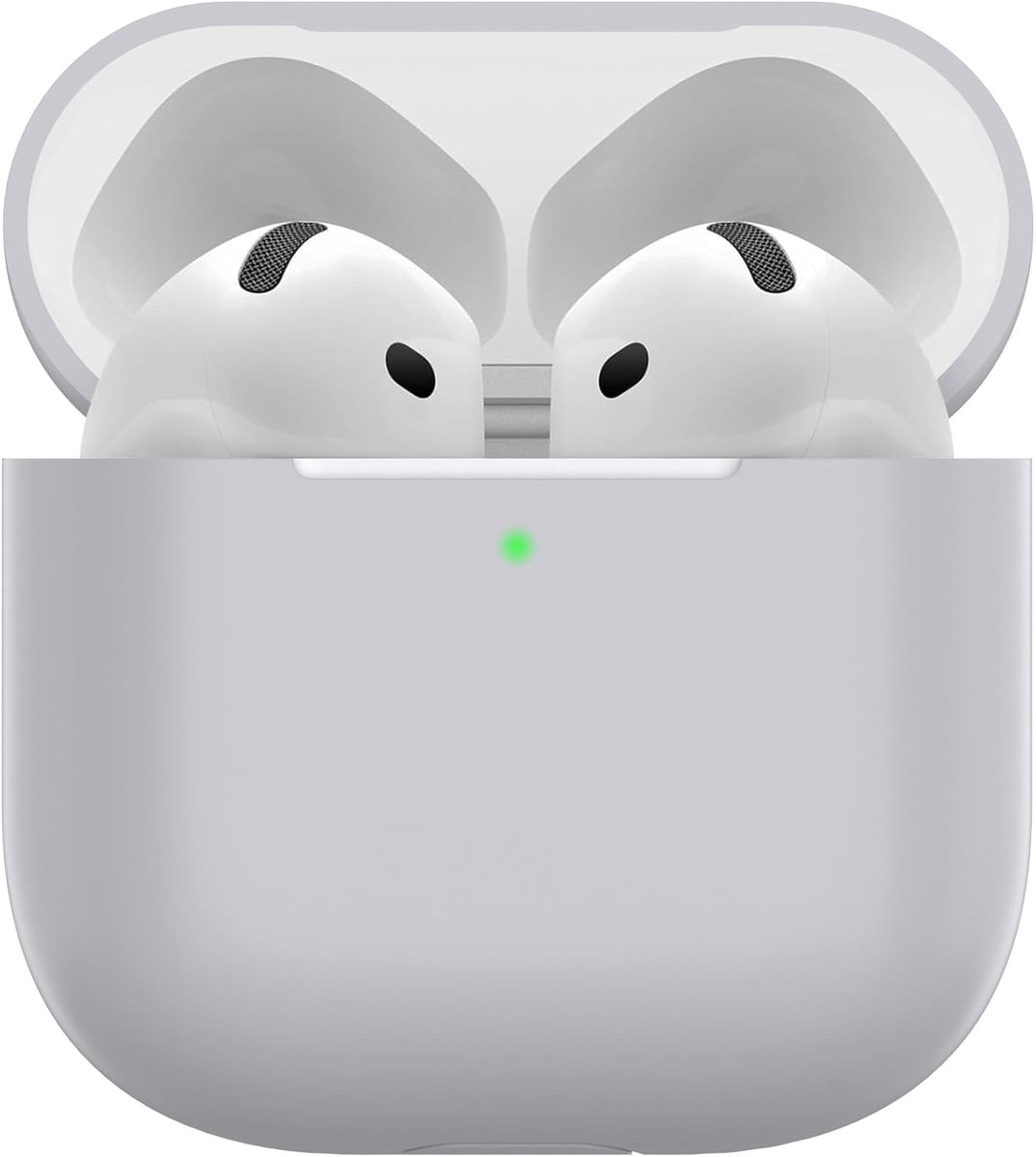 Dun Beschermhoesje voor AirPods 4 (2024 Model) met Zichtbare LED, Siliconen Grijs