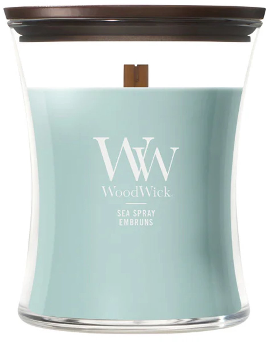 WoodWick Hourglass - Sea Spray - Medium Geurkaars - 60 branduren Blauw