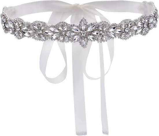 Foto: Luxe bruiloft sjerp met strass en satijn verstelbare versiering voor bruidsjurk of feestjurk