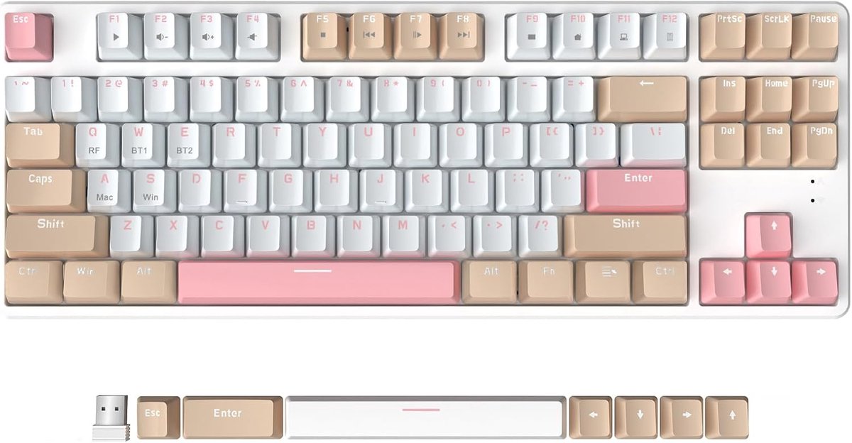Draadloos Compact Mechanisch Toetsenbord 75% TKL 87 Toetsen Hot-Swappable