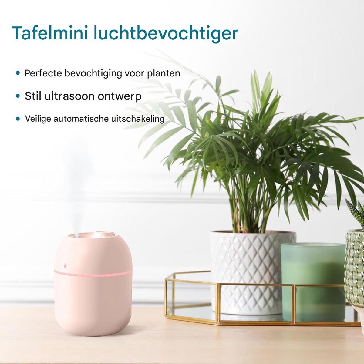 TENZHVXI - Luchtbevochtiger - Nachtlampje - Draagbare En Compacte Ontwerp Met Continu En Intermitterend Mistmodus - 1 Stuk - Voor Slaapkamer, Kantoor, Auto En Planten - Roze — cadeau in Wonen & Interieur - foto 4