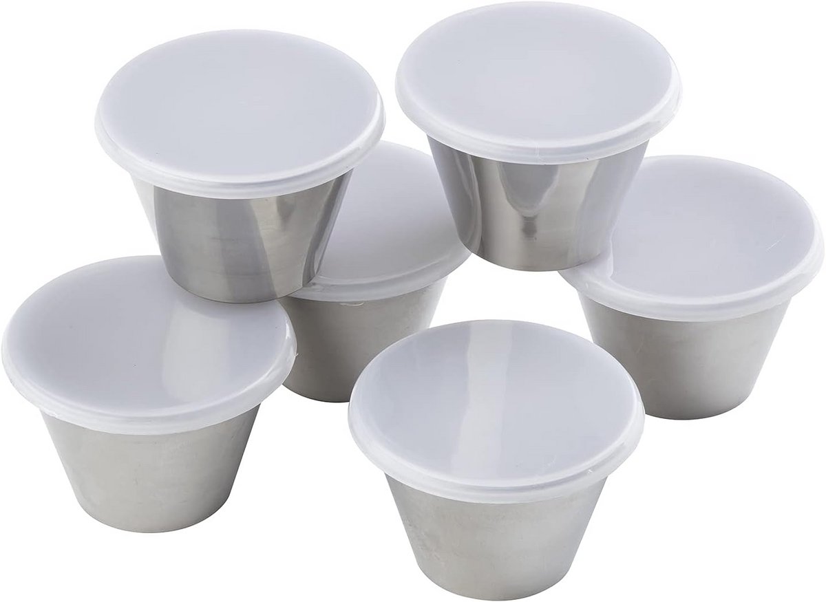 Ronde Ovenvaste Schoteltjes met Deksel 3 oz - Set van 6