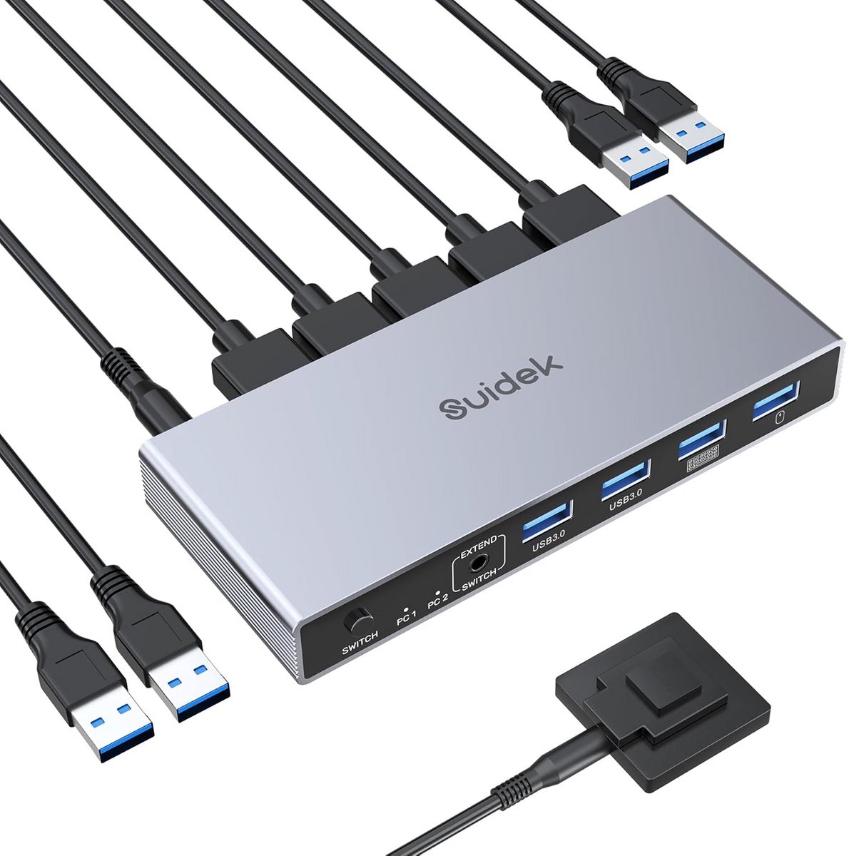 DisplayPort KVM Switch 2 PC's - 1 Monitor - 8K@60Hz - USB 3.0 Hub & Desktop Controller