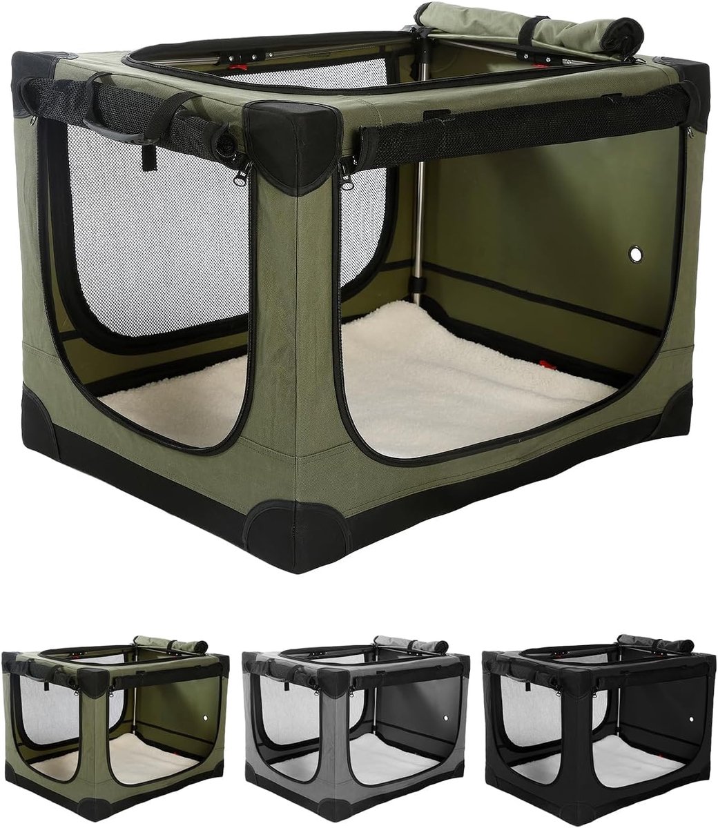 Opvouwbare Reishondenbench 30 Inch – Draagbare Zachte Kennel voor Middelgrote & Grote Honden