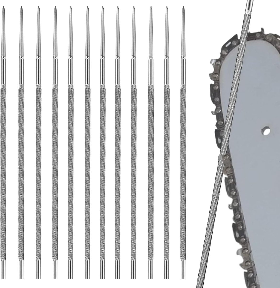 Ronde Vijlen - Kettingvijlen - Ketting Onderhoud - Precisie 4.8mm - 12 Stuks - Metaal