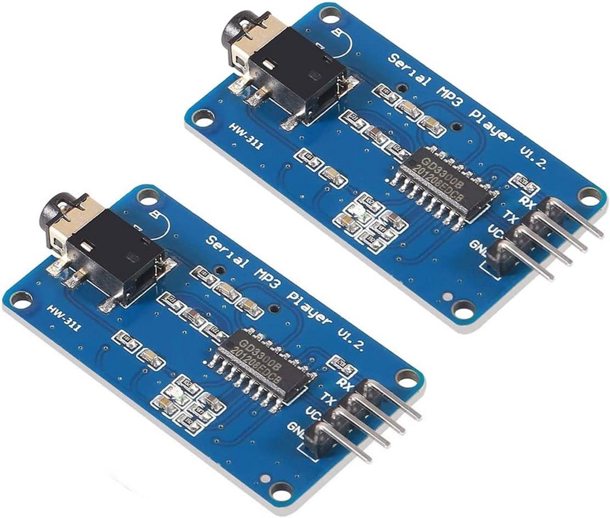 2 Stuks Seriële MP3 Muziekspeler Module met UART Controle voor Arduino