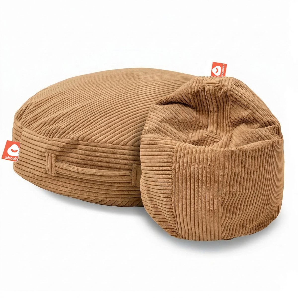 Whoober Ibiza – Ronde Zitzak – Beige dik ribfluweel – Comfortabel & Duurzaam