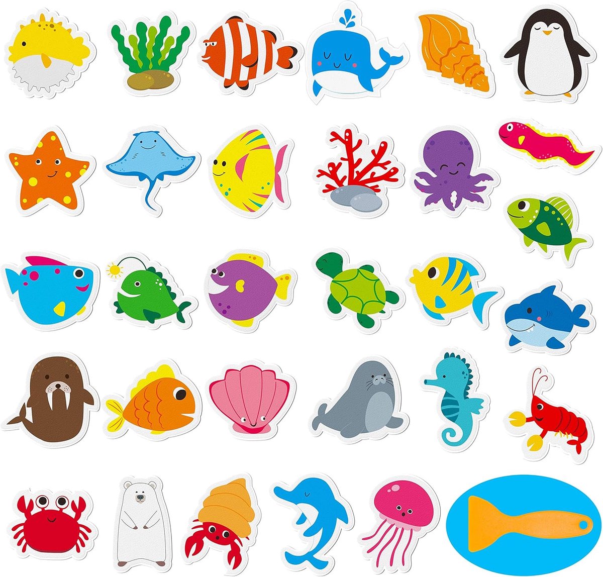 Allecto Plus - Antislip zeedieren badkuip stickers in 30 designs voor veilige douche - Waterbestendig - Decoratief - Schattig design