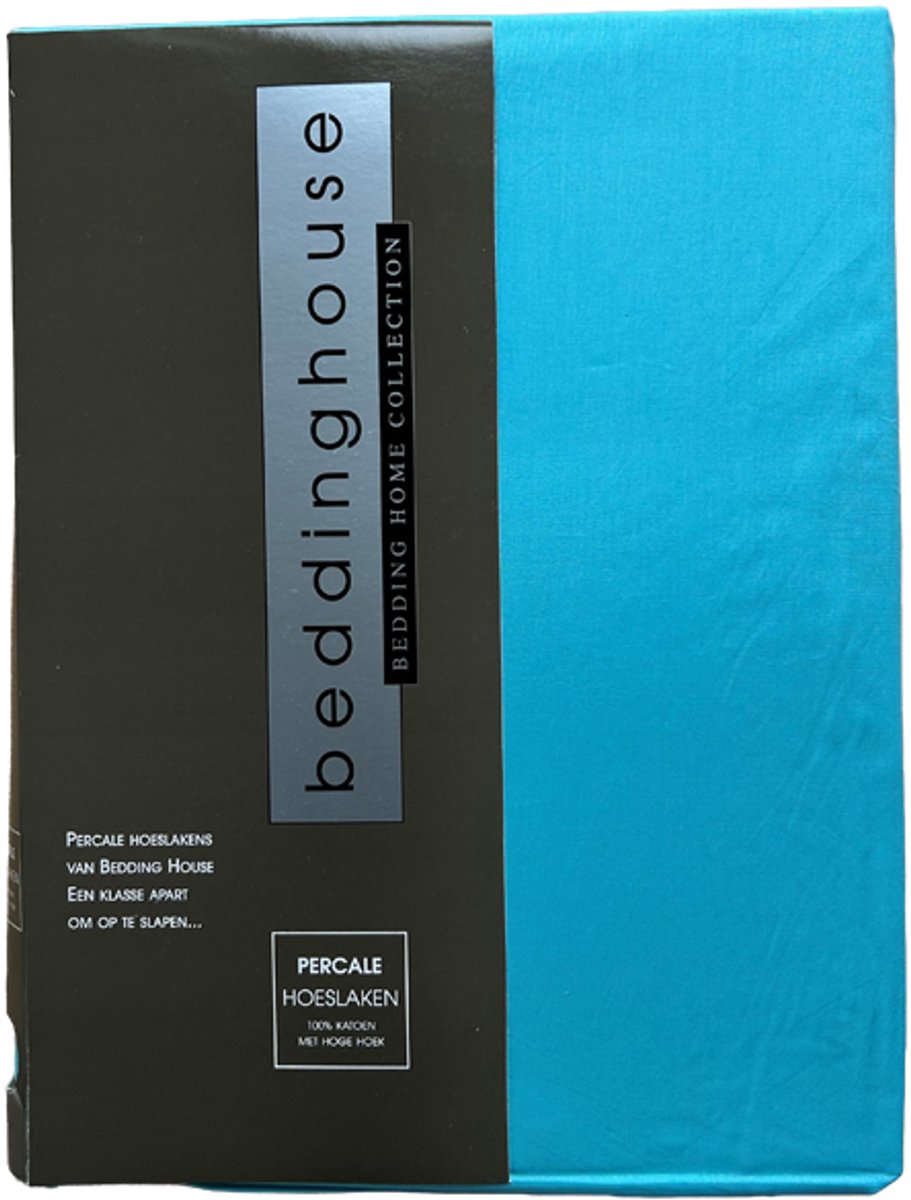 Beddinghouse Luxe Percale Katoen Hoeslaken - 160x200 cm - Aqua - Extra Hoge Hoek 30 cm - Perfecte Pasvorm