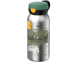 Mepal Isoleerfles met Flipdop Campus Dino - 500 ml - RVS Waterfles