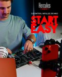 Man met snor die de Hercules DJ-controller bespeelt, met tekst "START EASY".