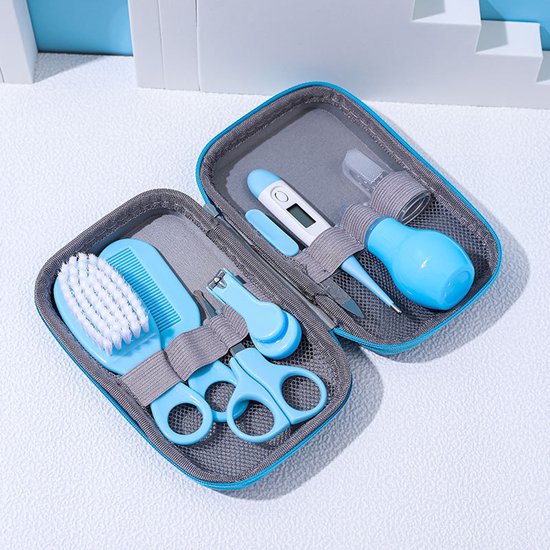 8-delige babyverzorgingsset, pasgeborenverzorgingsset (blauw), babygezondheidsset, haar-, nagel-, neus- en mondverzorging, babyverzorgingsset — afbeelding 5