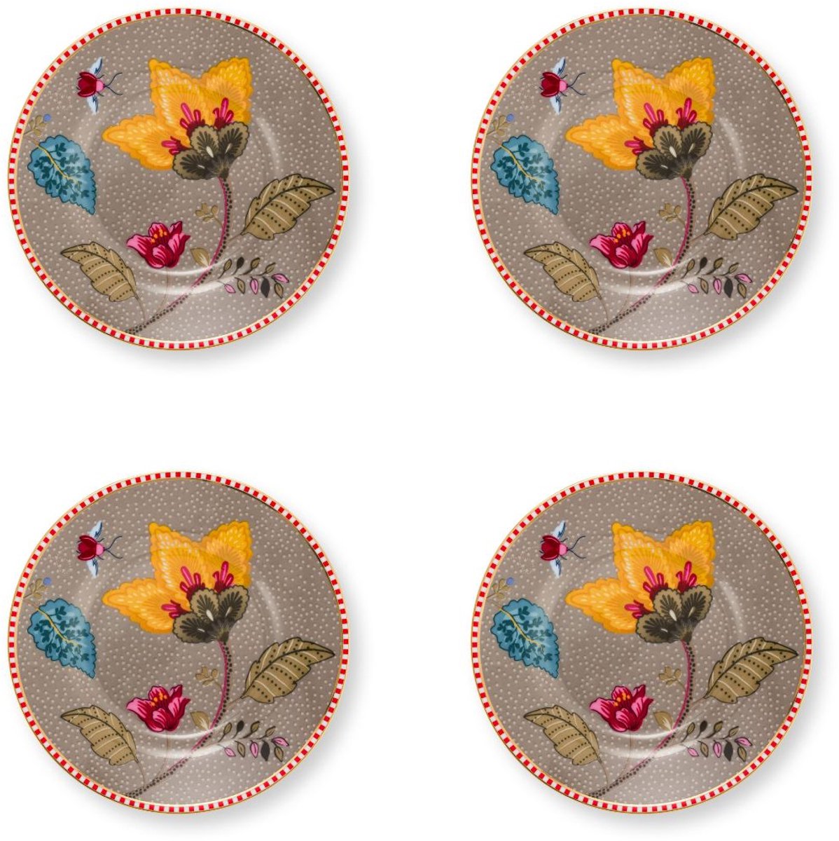 Pip Studio servies - Blooming Tales Fantasy - Set van vier petit four bordjes - Porselein