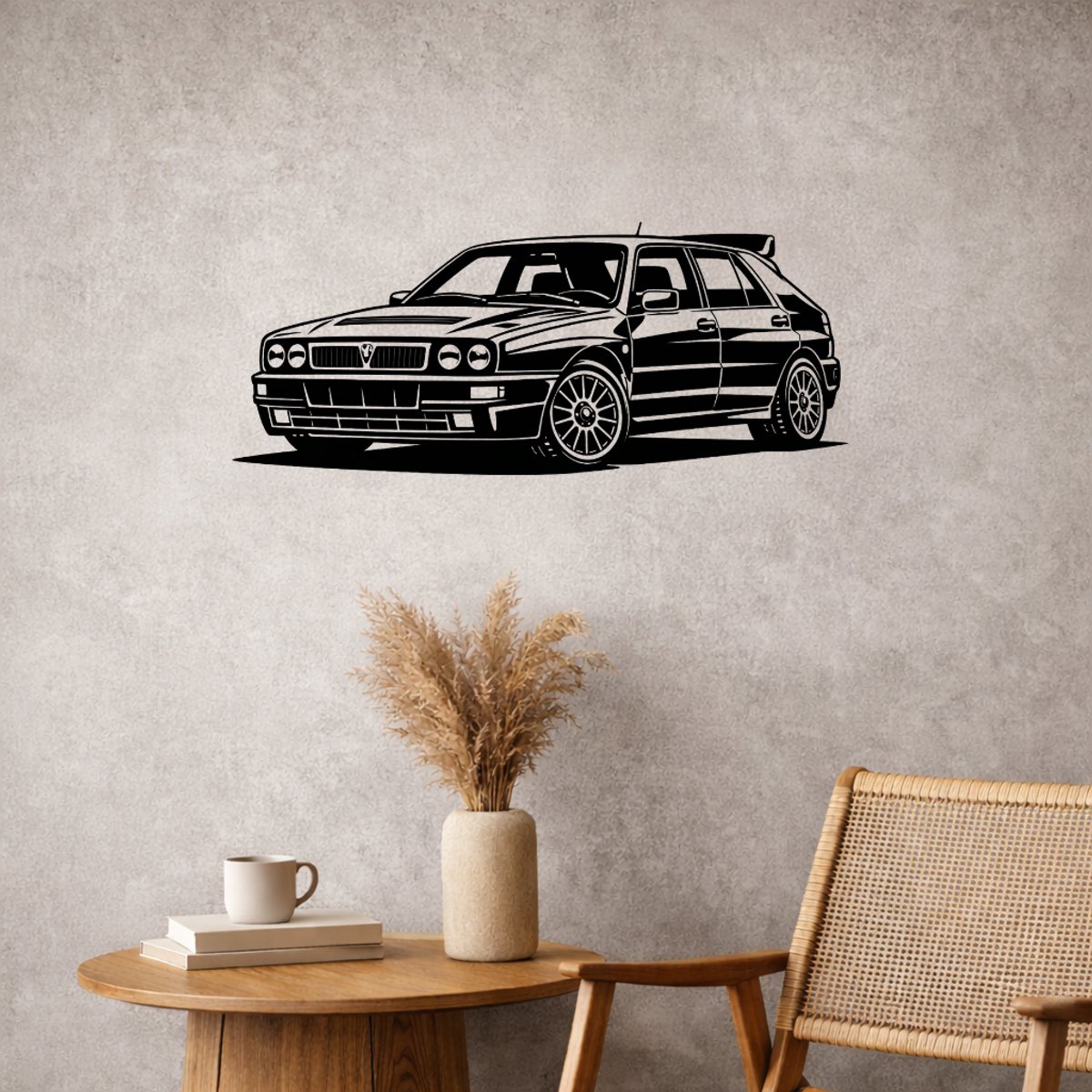 BR2Laser Lancia Delta Integrale Evo 2 – Wanddecoratie – Lasergesneden Hout – Autokunst – 55 cm Breed
