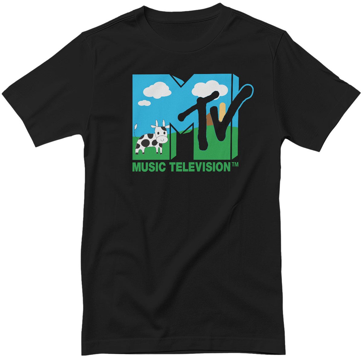 MTV Music Television Cow Logo T-Shirt S Zwart