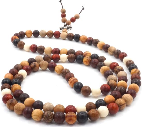 Natuurlijke Houten Gebedskralen Armband & Ketting - Mala Yoga & Meditatie — afbeelding 3