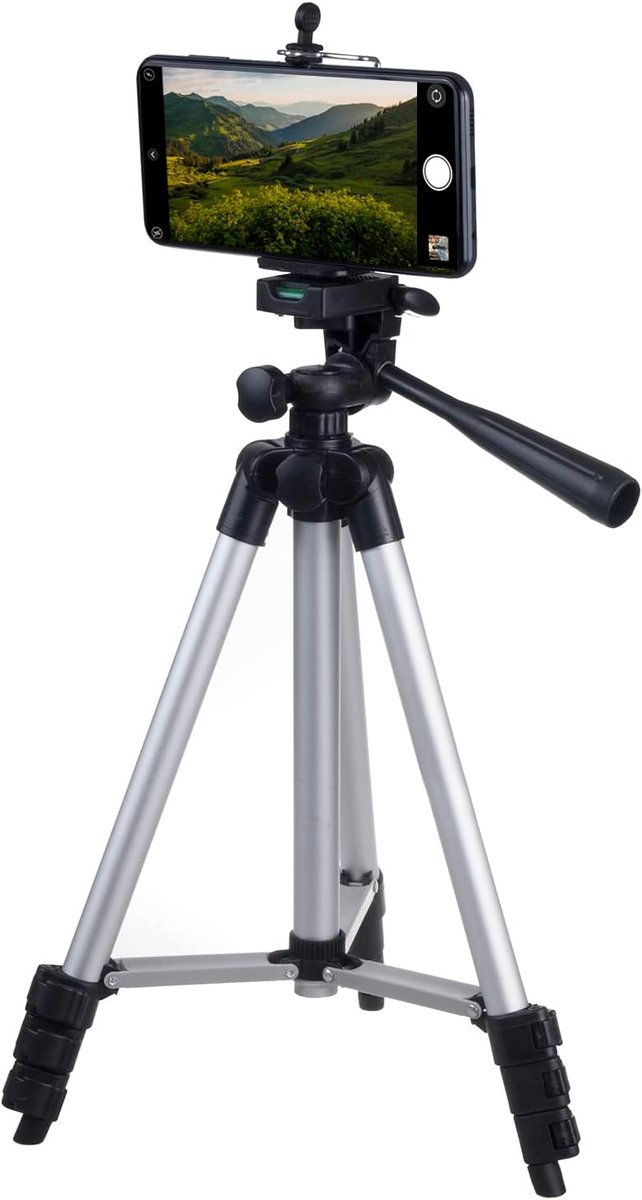 Universeel Compact Statief met Telefoonhouder voor Camera, Smartphone en Ringlamp